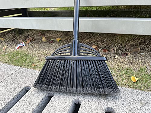 Four-Section Rod Long-Handled Broom,Heavy-Duty Broom, Angle Broom for Outdoor/Indoor（Black+Blue） - color: Black+blue