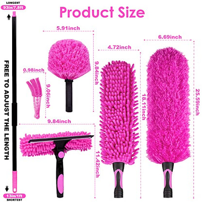 CALBEAU 8 Foot Dusters for Cleaning, Duster with Extension Pole, Microfiber Feather Duster Used for Cleaning Ceiling Fan, High Window, Blinds, Shutters, Sofa, Cobweb Duster for Home (12 PCS)