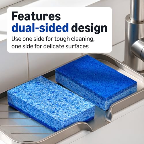 Amazon Basics Non-Scratch Dual-Sided Sponges for Nonstick Pots and Pans, Dish Scrubber, All-Purpose, 6-Pack, Packaging May Vary - size: 6-Pack, style: Non-Scratch