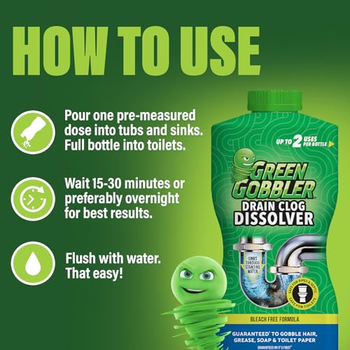 Green Gobbler Drain Clog Remover With 5 Pack of Drain Snake Tools | Drain Opener | Drain cleaner | Toilet Clog Remover