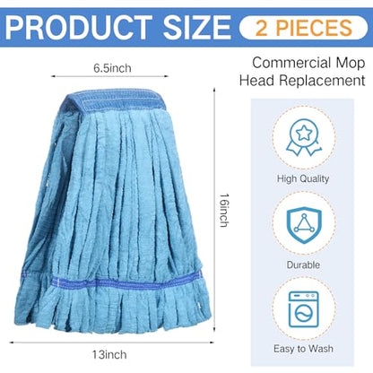 Lallisa 2 Pcs Commercial Mop Head Replacement 18 Oz Tube Microfiber Mop Heads for Floor Cleaning Industrial Mop Heads Blue Looped End Wet Mop Head Refill for Home Commercial Industrial Use - color: Blue