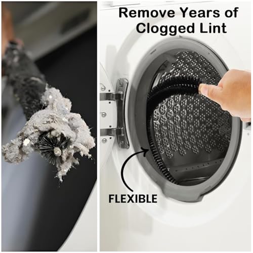 Dryer Vent Cleaner Brush, Flexible Vacuum Dryer Lint Refrigerator Coil Cleaning Brush Lint Trap Cleaning Removal Tool for Trap and Duct, Wood Handle