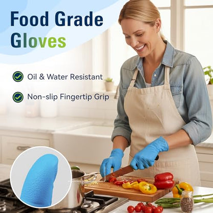 SWIFTLITE Nitrile Gloves, Food Safe Disposable Gloves Latex Free, Blue Rubber Gloves Powder Free for Cooking and Cleaning - size: Small