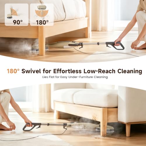 DEVOAC VM6 Scrubbing Steam Mop with Rotating Mop Pads, 10 in 1 Steam Mop, Lightweight Spin Mop & 3 Steam Modes for Hard Floor Laminate Marble Floors (Auster) - color: Auster