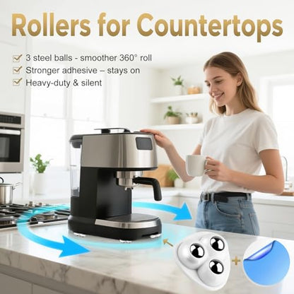 Self Adhesive Appliance Sliders 16 Pack Kitchen & Furniture Rollers | Move Small Appliances Easily 360° Glide No Tools Peel Stick 12lbs Per Wheel - color: White, size: 16pcs