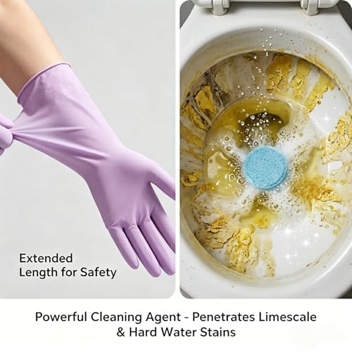All-in-One Toilet Cleaning Kit - Disposable Toilet Brush with 18 Refills, 12 Extended Cleaning Gloves &12 Deep Clean Tablets - No Touch Bathroom Wand, Zero-Touch Cleaning System for Home & Apartment