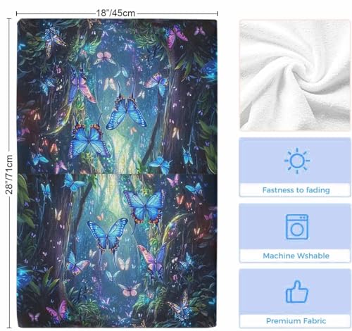 Blue Butterfly Kitchen Towels Set, Ultra Absorbent Dish Towels Quick Drying Microfiber Hand Towel Decorative Large Modern Art Forest Butterflies Tea Towel Dishcloths for Kitchen Cleaning 18"x28" - size: 1 Pack