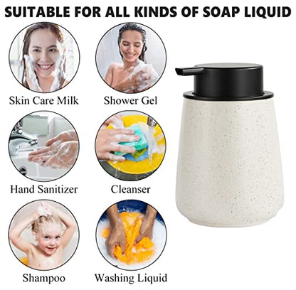 12Oz Foaming Soap Dispenser - Ceramic Foam Hand Soap Dispenser with Easy-to-Press Black Pump, Reusable and Refillable Lotion Dish Soap Dispensers for Bathroom & Kitchen, Speckled Matte Beige - color: Speckled Beige, style: Foam Pump