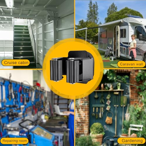 Upgraded Magnetic Broom and Mop Holder Wall Mount, Space-Saving Heavy Duty No Drill Over the Door Broom Gripper RV Camper Wall Organizer,Black,2 Pcs - size: 2 Pcs