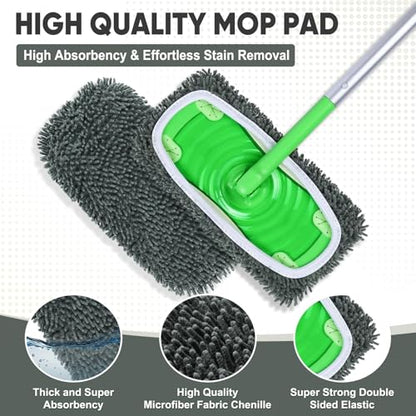 6-Pack Reusable Microfiber Mop Pads Compatible with Swiffer Sweeper, Dry & Wet Sweeping Cloths - Washable Wet Pads Refill for Multi-Surface/Hardwood Floor Cleaning -Grey - color: Gray