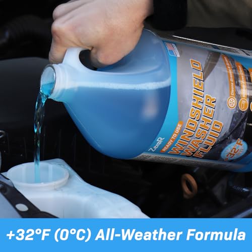ZeroR® Windshield Washer Fluid, Ready to Use, +32°F Formula for Streak-Free Automotive Glass, Bug Splatter & Road Grime | Made in USA | 128 fl oz each (4 Gallons) - size: 128 Fl Oz (Pack of 4)