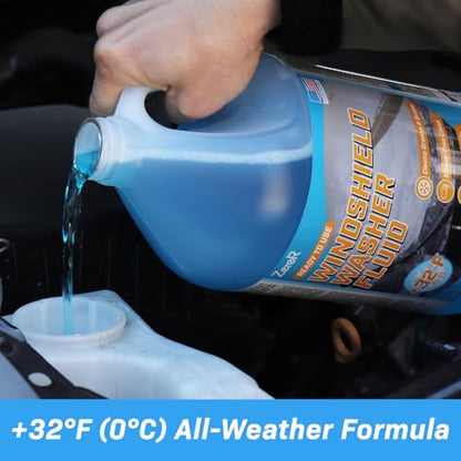ZeroR® Windshield Washer Fluid, Ready to Use, +32°F Formula for Streak-Free Automotive Glass, Bug Splatter & Road Grime | Made in USA | 128 fl oz each (4 Gallons) - size: 128 Fl Oz (Pack of 4)