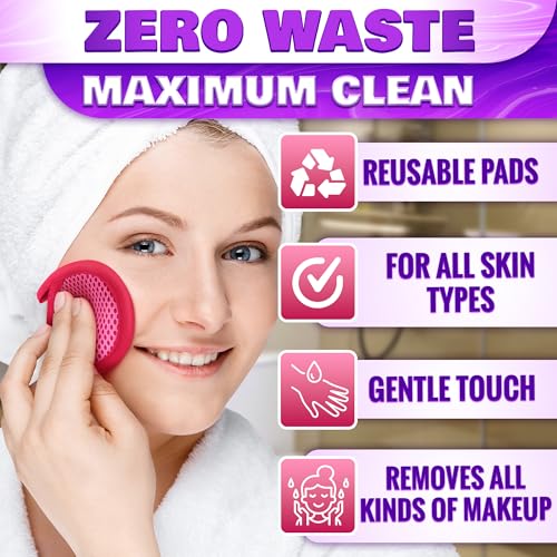 2 in 1 Face Scrub Pads, Reusable Makeup Remover Pads 3 Pcs – Microfiber Exfoliating Washcloth, Washable Face Scrubber, Facial Cleansing Pads for Eyes, Lips & Neck, Makeup Remover Cloth, Gift for Women