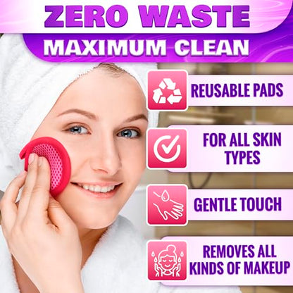 2 in 1 Face Scrub Pads, Reusable Makeup Remover Pads 3 Pcs – Microfiber Exfoliating Washcloth, Washable Face Scrubber, Facial Cleansing Pads for Eyes, Lips & Neck, Makeup Remover Cloth, Gift for Women
