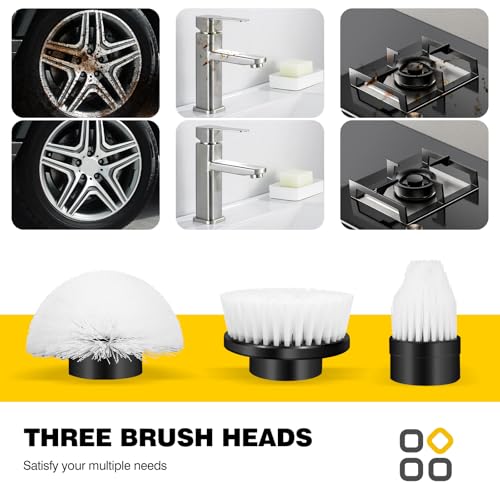 Cordless Electric Spin Power Scrubber,Handheld Electric Scrubbing Brush with 3 Replaceable Brushes, Power Scrubber Brush with Dual speeds for Bathroom,Kitchen,Corner,Sink,Bathtubs