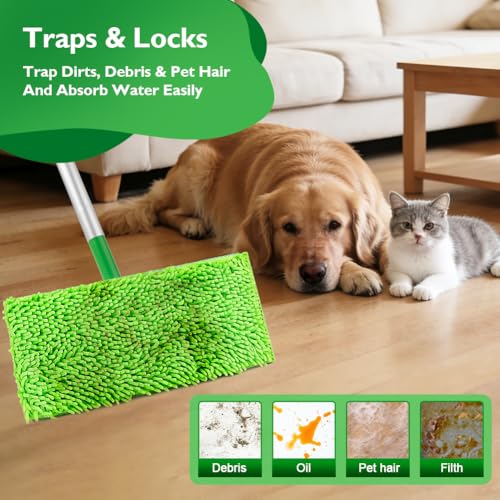 HOMEXCEL Microfiber Mop Pads Compatible with Swiffer Sweeper, 10 Pack | Reusable Machine Washable Pad Refills, Mop Head Replacements for Multi Surface Floor Cleaning