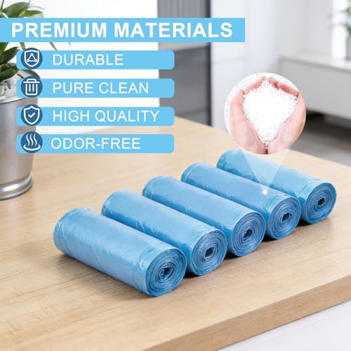 Drawstring Trash Bag 100PCS, Leakproof Small Trash Bags, Unscented Small Garbage Bags, 15 Liter Mini Wastebasket can Liners for Office Bedroom Bathroom, Blue - color: 100Blue