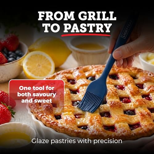 Lightyear Silicone Basting Pastry Brush Set (2 Pcs) ❘ 450°F Heat Resistant Oil Brush for Your Kitchen - Ideal For BBQ’s, Baking & Cooking | 100% Food Grade Silicone - BPA Free & Dishwasher Safe (Blue) - color: Blue