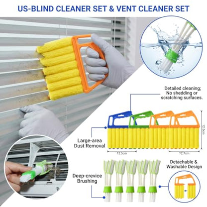 10 Pcs Blind Cleaner Duster Tool, 5 Washable 7-Fingers Dusters Cleaners and 5 Air Vent Cleaners for Venetian, Window Blinds Cleaning Set for Air Conditioner and Fans Vents