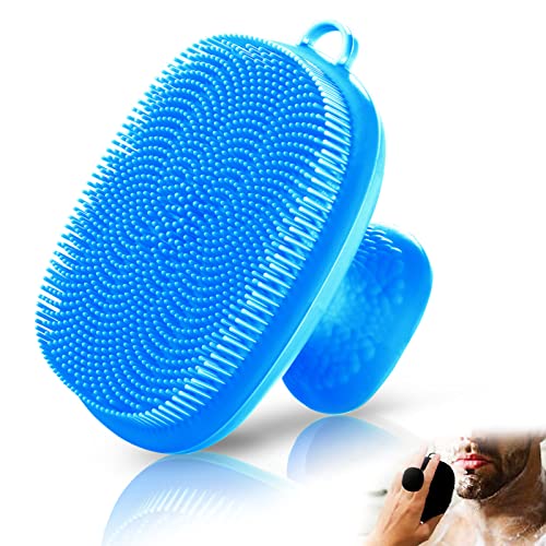 Silicone Face Scrubber for Men Facial Cleansing Brush Silicone Face Wash Brush Manual Waterproof Cleansing Skin Care Face Brushes for Cleansing and Exfoliating (Blue) - color: Blue