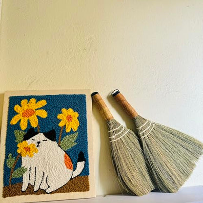 Set of 2 Brooms for Kid 12.6 inch- Vietnamese Natural Straw Soft Broom - Small Broom - style: 12.5in
