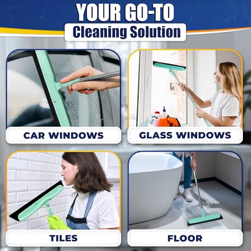 Floor Squeegee - 34.5" Telescoping Squeegee for Window Cleaning with Durable Stainless Steel Blade for Clear Surface Wiping - Suitable for Bathroom Mirrors, Car Windows and Home Surfaces