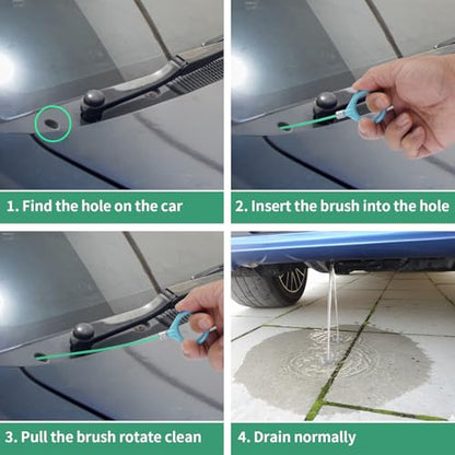 3 pcs Auto Sunroof Drain Cleaning Tool, 120 Inch Long Flexible Tube Cleaning Brush, Drain Brush Pipe Cleaners for Car Sunroof Windshield Wiper Drain Hole