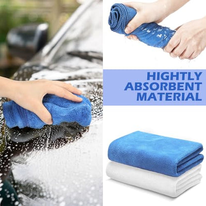 SmoothNovelty 10 Pcs Extra Large Microfiber Cloth 30" x 20" Large Floor Microfiber Towel Reusable Washable Free Lint Free Cloth Rag for Squeegee Mop Floor Window Housekeeping (White,Blue) - color: White, Blue