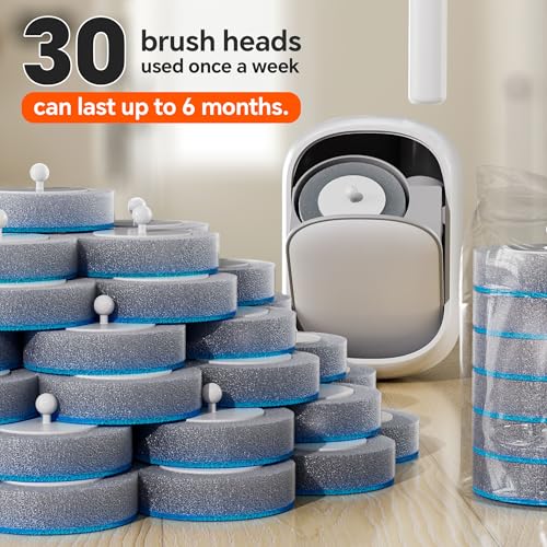 Disposable Toilet Brush and Holder Set with 30 Bowl Wand Cleaners Refill Pads, Bathroom Wall Mounted Toilet Bowl Cleaners Kit, Suitable for Toilets, bathrooms, and RVs. - size: 1 wand+ 30 heads