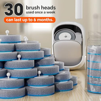 Disposable Toilet Brush and Holder Set with 30 Bowl Wand Cleaners Refill Pads, Bathroom Wall Mounted Toilet Bowl Cleaners Kit, Suitable for Toilets, bathrooms, and RVs. - size: 1 wand+ 30 heads