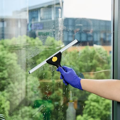 Restaurantware-Clean Tek Professional 11.81 Inch Window Squeegee, 1 Window Cleaning Squeegee with Rubber Blade - All-Purpose, for Mirror Or Glass Door, Black Plastic Wiper with Aluminum Frame - size: 11 3/4", style: Plastic, Standard