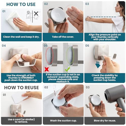 TAILI Patented Strong Suction Cup Hook, 304 Stainless Steel Bathroom Suction Cup Holder for Towel, Loofah, Bathrobe, Damage-Free Hanging Shower Wall Hook, Double-Hook Widening Design, 2 Pack, Silver - color: Wide Double-Hook, Silver