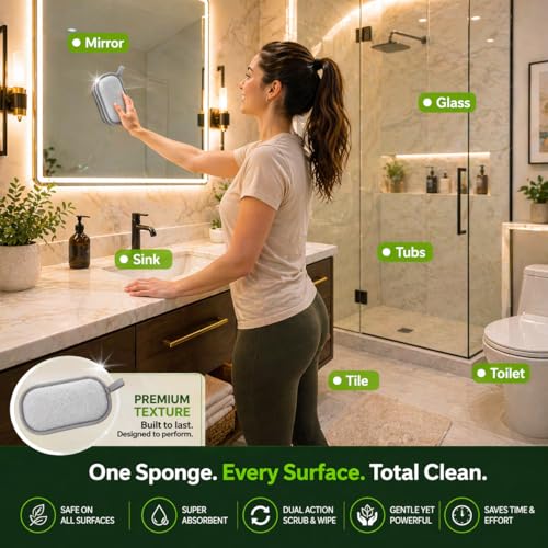 Sponges Kitchen Dish Dual-Sided Sponge for Washing Dishes Cleaning Kitchen, All-Purpose, 6 Pack, Non Scratch, Rough Scrubbers Side for Non-Stick Cookware, Soft Microfiber Scrub Side for Dishes