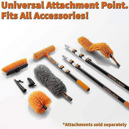 5-13 ft Cobweb Duster with Extension Pole // 20 Foot High Reach Spider Web Cleaner Cobweb Brush for Outdoor & Indoor Web Cleaning // Lightweight & Sturdy Telescopic Pole // The Ultimate Dusting Kit