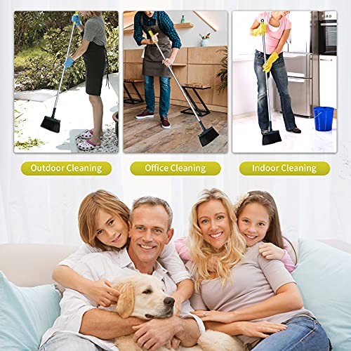 Broom and Dustpan Set for Home with 54" Long Handle, Upright and Lightweight Dust pan and Brush Combo for Kitchen Room Office Lobby Floor Cleaning, Dark Green - color: Green