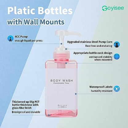 Refillable Shampoo and Conditioner Bottles for Shower Wall,Shampoo and Conditioner Dispenser with Pump No Drill (3 Bottles-Pink) - color: 3 Bottles-pink