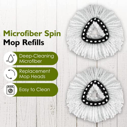 4 Pack EasyWring Spin Mop Refill Replacement Heads - Microfiber, Compatible with Triangle Spin Mop, Multi-Surface Cleaning - color: 4 Pack