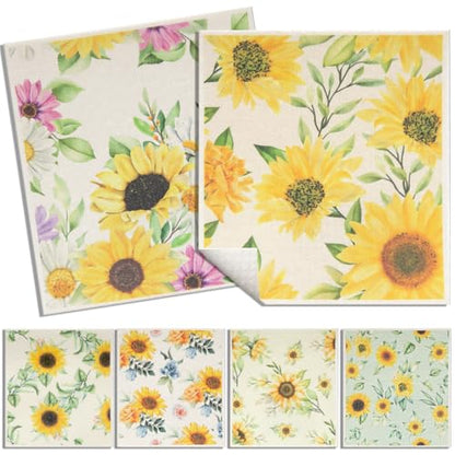 6 - Pack Swedish Kitchen Dish Cloths - Reusable Paper Towels for Counters & Dishes - Eco Friendly Cellulose Sponge Cloth (Sunflower) - color: A2-sunflower