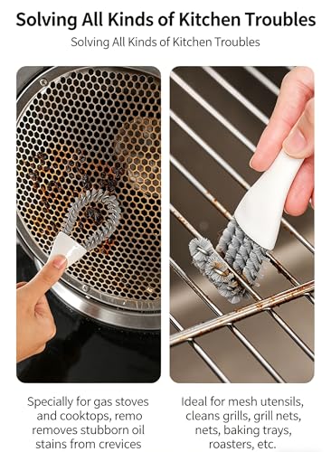 2 Pack Grill Cleaning Brush for BBQ Grill Grates, Kitchen Gap Cleaning Brush with Scraper, Detail Cleaning Tool for Stove Top, Sink, Oven Rack, Drain and Hard-to-Reach Areas