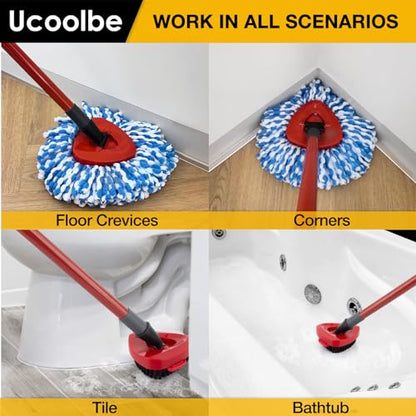 Spin Mop Replacement Heads for O Cedar RinseClean 2-Tank System, 4 Pack Microfiber Mop Refill Heads, Include 4 Mop Heads and 1 Mop Brush - size: 4 Mop Heads +1 Brush(2 Tanks System)