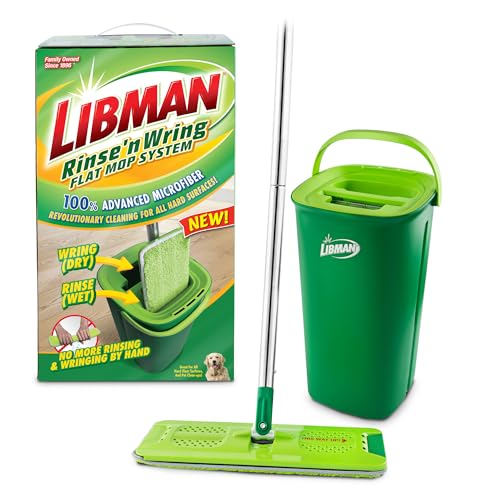 Libman Rinse 'n Wring Mop and Bucket System | Microfiber Floor Mop | Hardwood Floor Cleaner | Wet & Dry Mop | Clean & Dirty Water Chambers | Power Blades | 1 Total Microfiber Pad - style: 1 Pad