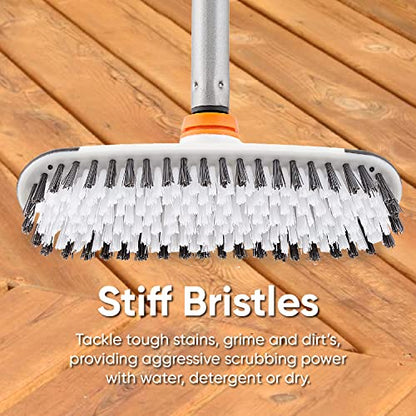 Superio Deck Scrub Brush Head, Heavy Duty Stiff Bristles Grout Scrubber with Scraper - Cleans Hot Tub, Swimming Pool, Granite Tiles, Bathroom, Patio, Kitchen, Wall and Deck (Refill Brush Head) - size: Refill Brush Head