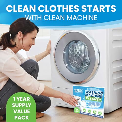 Washing Machine Cleaner Tablets 24 Pack – Deep Cleaning Descaler for HE, Front & Top Load Washers – Septic Safe, Eco-Friendly Freshener, Helps Maintain a Clean Drum – 12 Month Supply - size: 1 Count (Pack of 24)