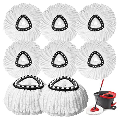 8 PCS Spin Mop Replacement Head,100% Microfiber Mopping Head Replacement Compatible with Triangle Spin Mop, 360 Degree Micro Spinning Mop Replace Head for Easy House Cleaning Floor Mopping - size: 8PCS