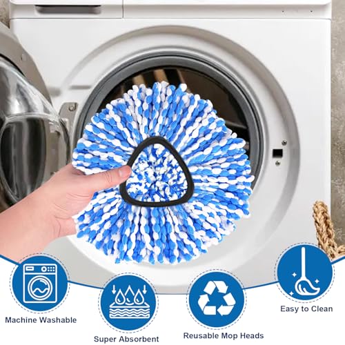 4 Pack Mop Replace Heads for 2 Tank System, Spin Mop Replacement Head, Fluffy Microfiber Mop Refill Replace Head, Machine Washable, All Hard-surfaced Floors Cleaning