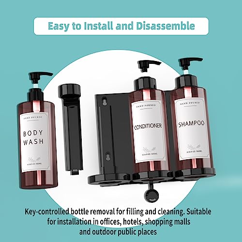 Plastic Soap Dispenser，Wall Mount Shower Pump，No-Drill Wall Mounted Shower Soap Dispenser，Shampoo and Conditioner Dispenser Modern Refillable Shampoo Pump Bottles for Shower Soap - color: 2pcs 300ml