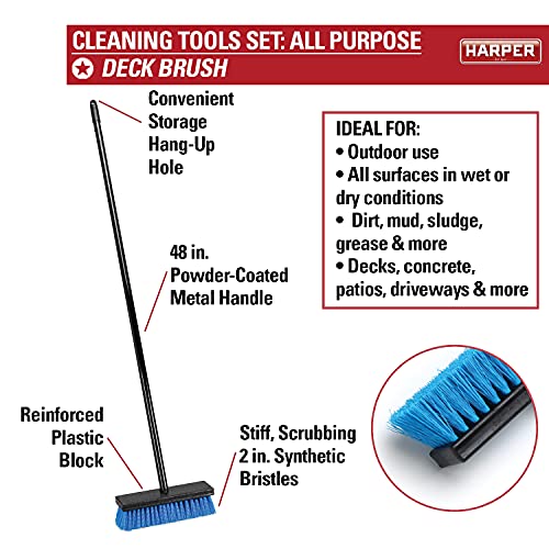 Harper 37518700 All-Purpose Scrubbing & Squeegee Brush Set with 10 in. Wash Brush with Flow-Through Handle, 24 in. Floor Squeegee, 10 in. Deck Brush and 8 in. Handheld Scrub Brush - style: All-Purpose Scrubbing Cleaning Set