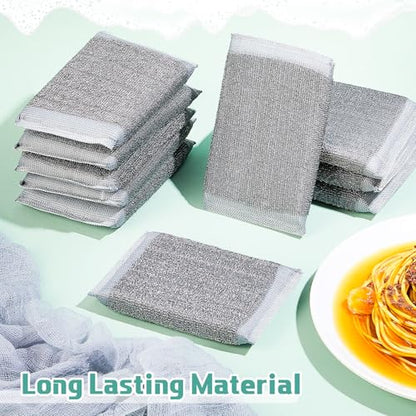 Thyle 24 Pack Steel Wool Scrubber Kitchen Sponges, Heavy Duty Non Scratch Metal Sponges, Reusable Cleaning Scrub Pads for Dishes, Pots, Pans, Sink and Tough Hard Stains (Gray) - color: Gray