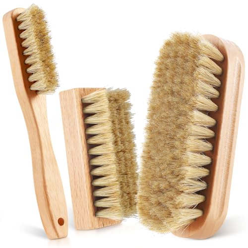 3 Pcs Wood Laundry Stain Brush Stain Remover Brushes with Boar Bristle Small Stain Brush for Clothes for Scrubbing Stains from Furniture Fabric Leather(3 Pcs E) - style: 3 Pcs E