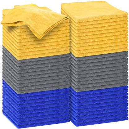 Nuenen Microfiber Cleaning Cloths for Cars 16 x 16 Inch Ultra Absorbent Car Towels Drying Reusable Cleaning Supplies House Kitchen Window Microfiber Towel(Blue, Gray, Yellow,60 Pcs) - color: Blue, Gray, Yellow